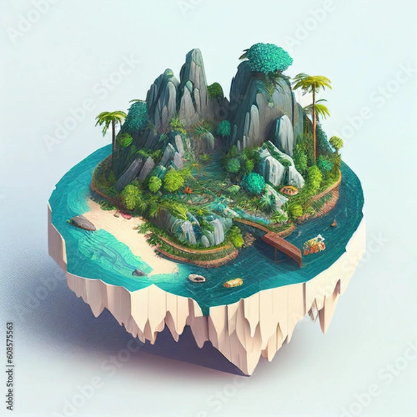 Fototapeta AI generative objects isometric constructions