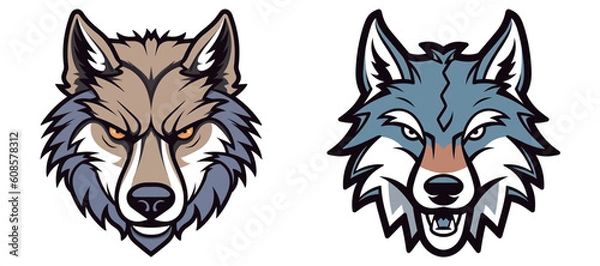 Fototapeta Handsome wolf head logo Vector material