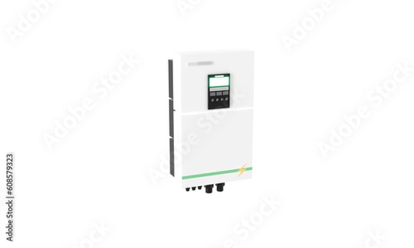 Fototapeta 3d render isolate big solar cell inverter system controller house equipment on white background. solar cell sunlight Eco natural clean energy Environment . transparent PNG