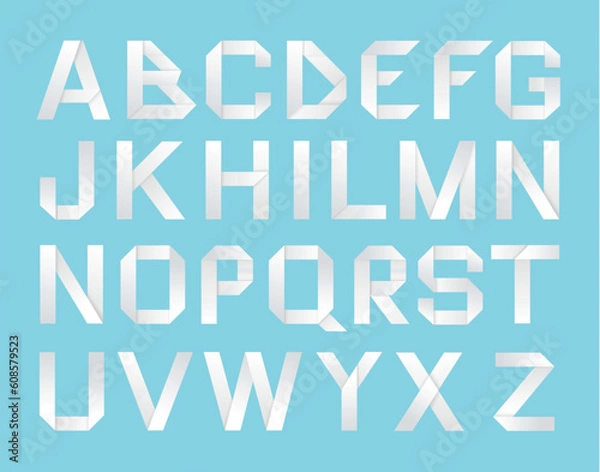 Fototapeta Alphabet letters in white paper vector illustration