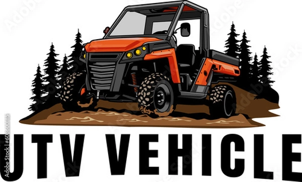 Obraz UTV offroading social club logo design vector
