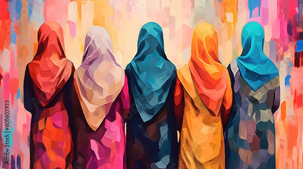 Fototapeta Abstract scene with woman wearing hijab