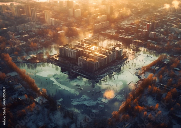 Fototapeta Moscow post - apocalypse. Generative ai