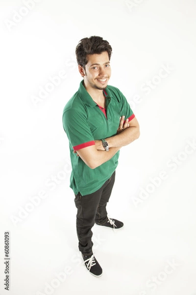 Obraz Young man smiling in perspective from top angle