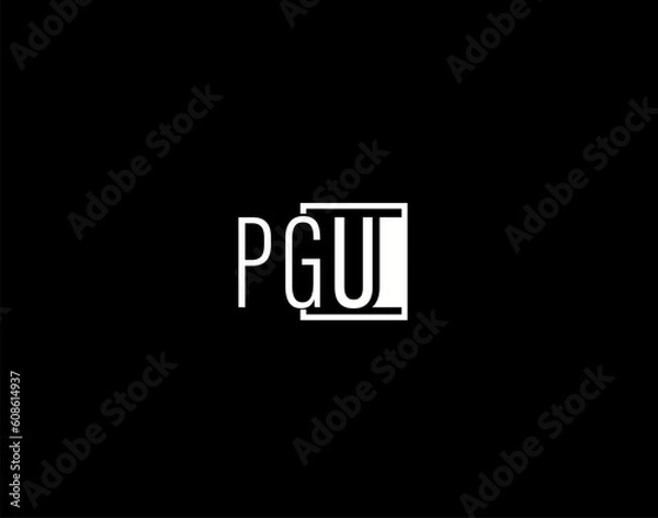 Fototapeta PGU Logo and Graphics Design, Modern and Sleek Vector Art and Icons isolated on black background