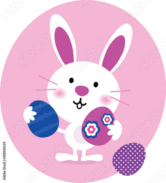 Fototapeta Cute cartoon eastern bunny. Vector