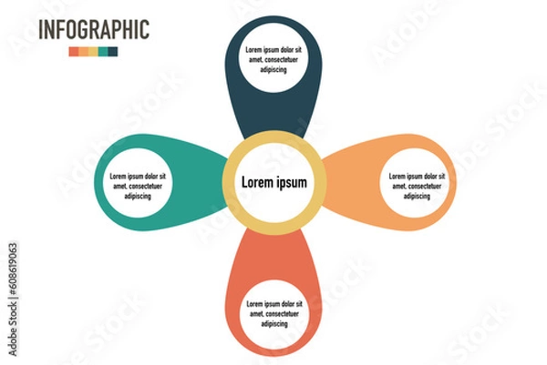 Fototapeta 4 segments circular diagram concept. Infographic business design
