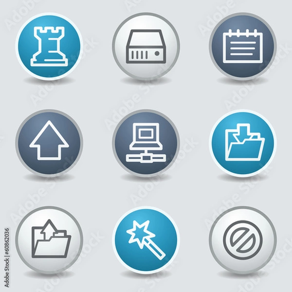 Fototapeta Data web icons, circle blue buttons