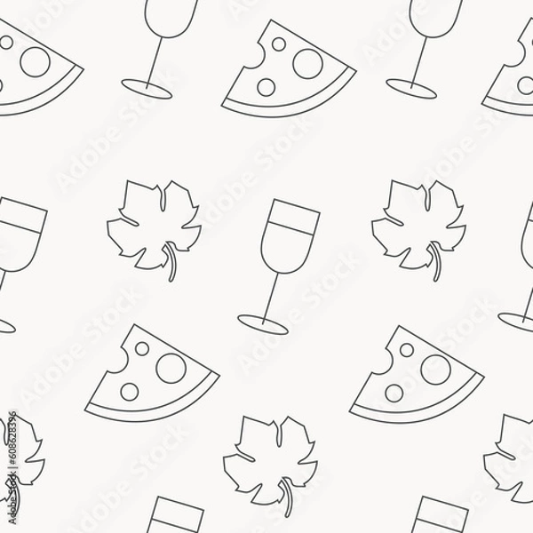 Fototapeta Pattern with wine glasses and bottle. Wine concept. Weekends and chill concept.