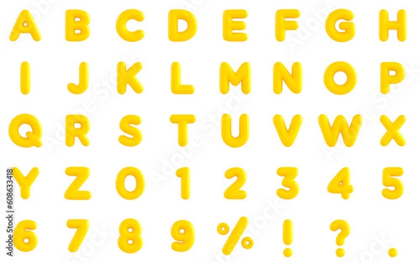 Fototapeta Yellow Bubble shapes font 3d render