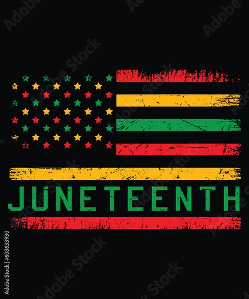 Obraz Juneteenth American Flag T-Shirt, Juneteenth USA Flag Shirt Print Template