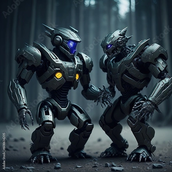 Obraz Robot cyborg warrior Generated AI Image