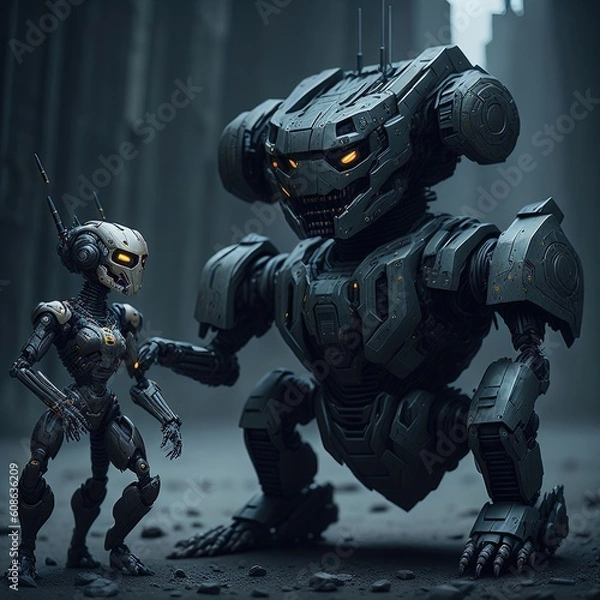 Obraz Cyborg robot warrior Generated AI Image