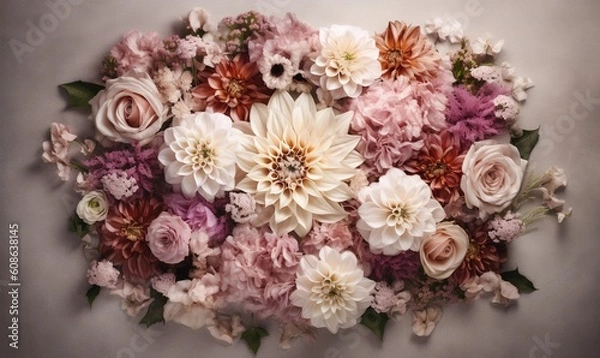 Fototapeta  a bunch of flowers that are on a wall together in a circle.  generative ai