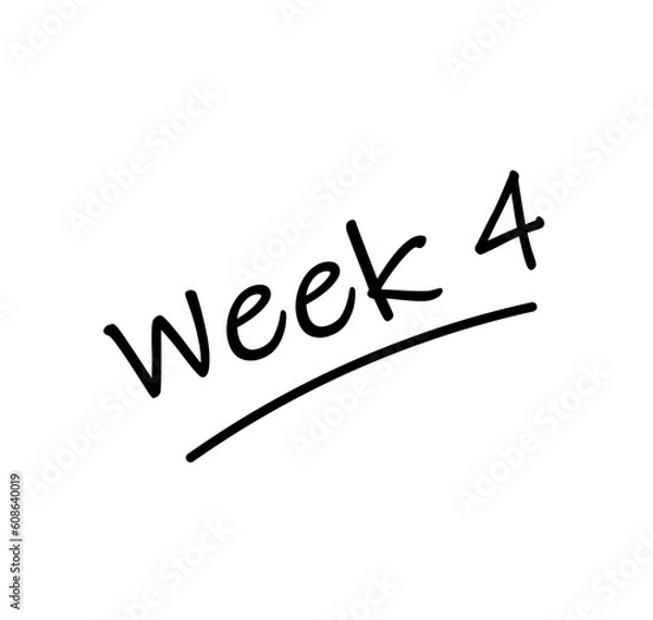 Fototapeta Week 4 memo note. vector illustration heading in black lettering. Schedule and planner 