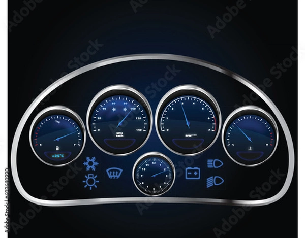 Fototapeta Vector realistic car dashboard, eps10