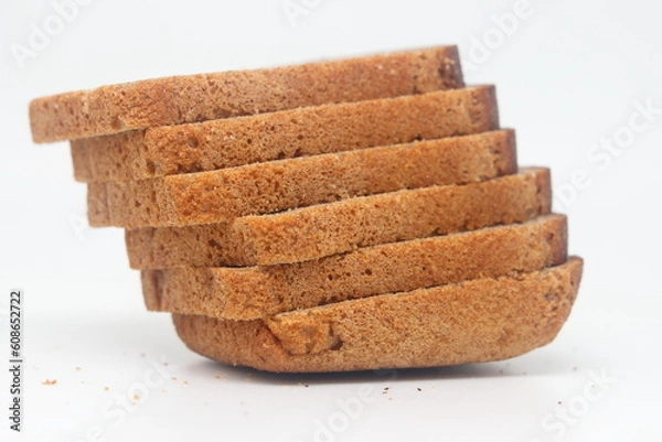 Fototapeta Rye bread slice isolated on white background.