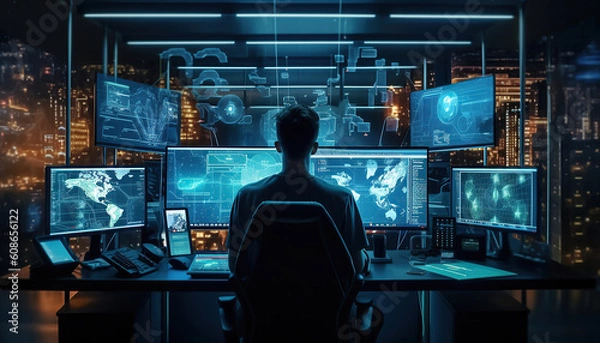 Fototapeta cyber security digital concept for communication and technology