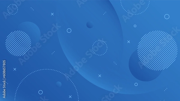 Obraz Modern Abstract Background with Motion Round Circle Wave Retro Memphis and Blue Gradient Color