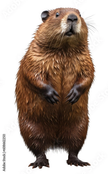 Fototapeta Beaver isolated on the transparent background PNG. AI generative.