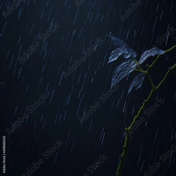 Obraz Leaves  in rain Generated AI Image