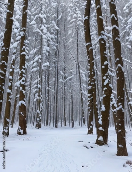 Obraz Snow covered trees Generated AI Image