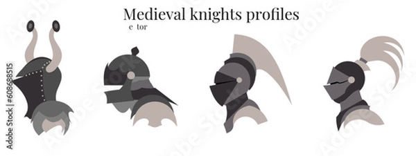 Fototapeta 4 Vector knights profiles