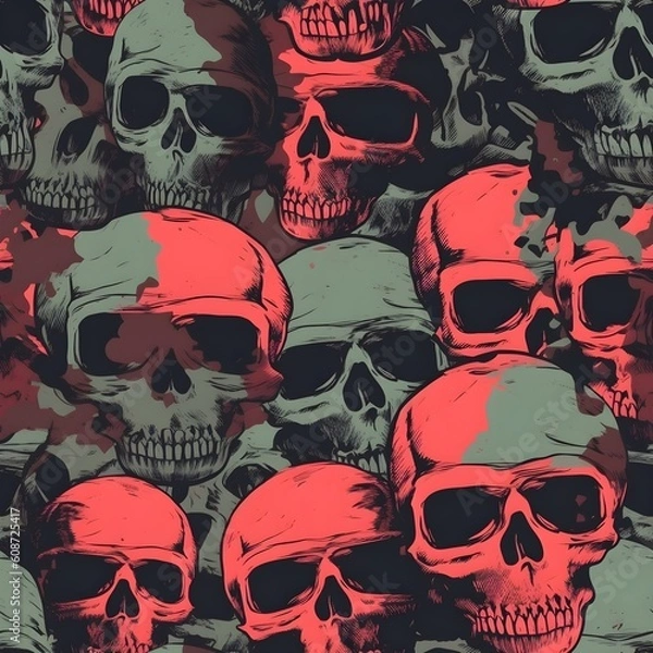 Fototapeta seamless pattern with skulls
