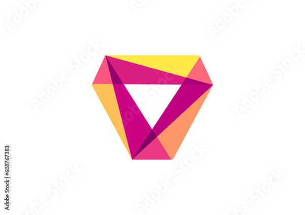 Fototapeta Radiant Triangular Brilliance. Our full-color triangle logo, with overlapping hues like a diamond, captures the allure of vibrant and multifaceted innovation