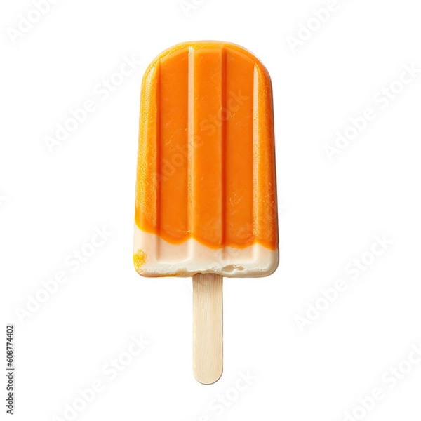 Obraz a Dreamsicle, popsicle, Orange and cream delightful treat, cold and sweet, frozen treat, Food-themed, cutout, isolated, photorealistic illustrations in a PNG. Generative AI
