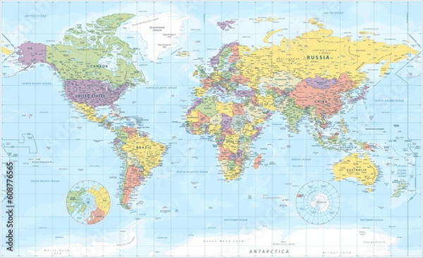 Obraz World map - highly detailed vector illustration