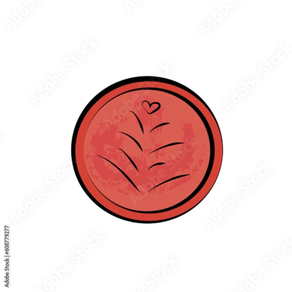 Obraz Red coin icon with heart. Vector illustration. Game element.