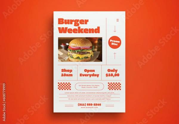 Obraz Minimalist Burger Weekend Flyer Layout