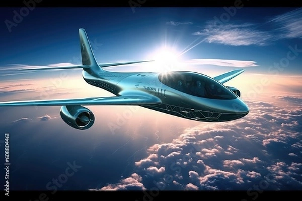 Fototapeta Bionic plane of the future. Generative AI.