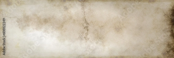 Fototapeta Grunge beige brow vignette paper parchment with lighter brown faint and drips and empty center for your message. Stains and spatter and historic shabby design, retro old speckled blank parchment	