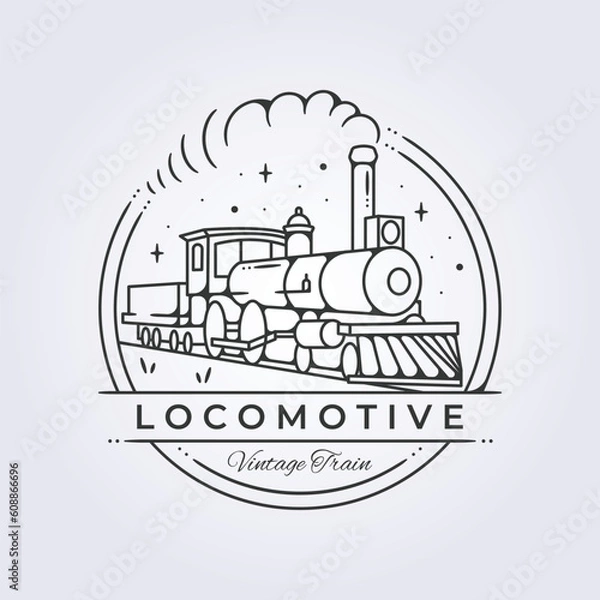 Fototapeta vintage locomotive train in emblem vector illustration template logo design, hogwarts express vector