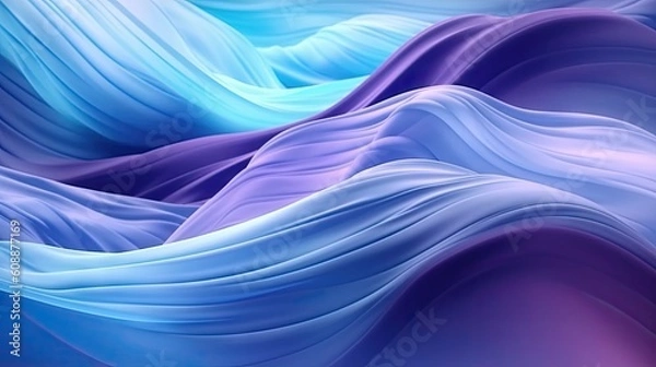 Fototapeta An abstract painting of blue and purple waves. Abstract background created with Generative Ai Technology