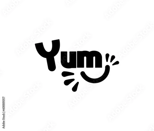 Obraz Yum Yum text. Only one single word. Printable graphic tee. Design doodle for print.
