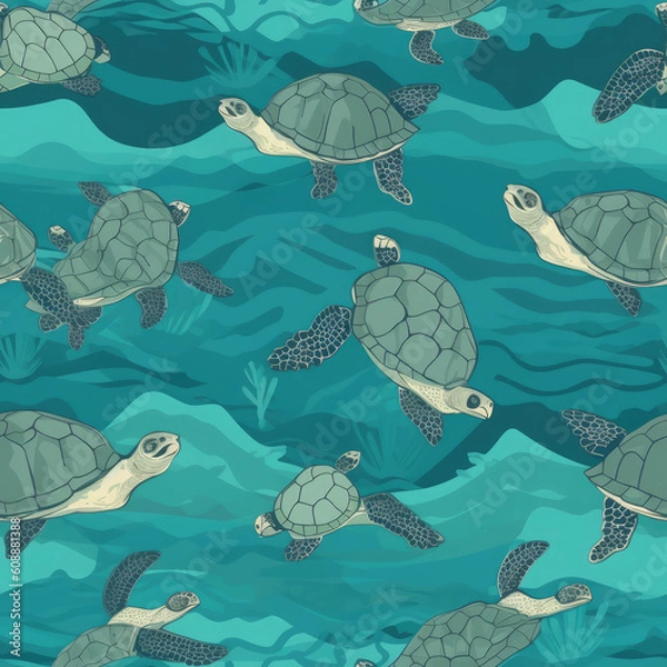 Fototapeta sea turtle tile pattern