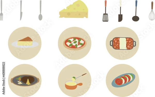 Fototapeta チーズイラストセット