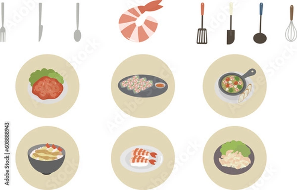 Fototapeta えびイラストセット