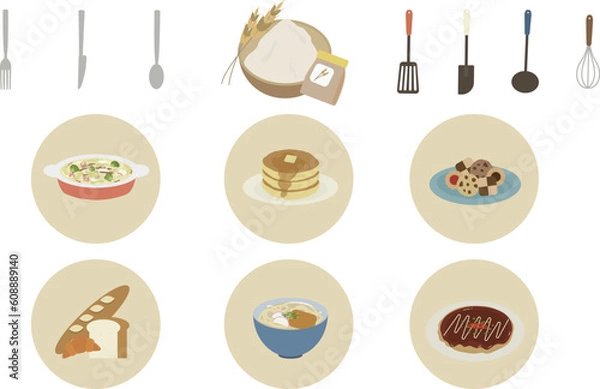 Fototapeta 小麦粉イラストセット