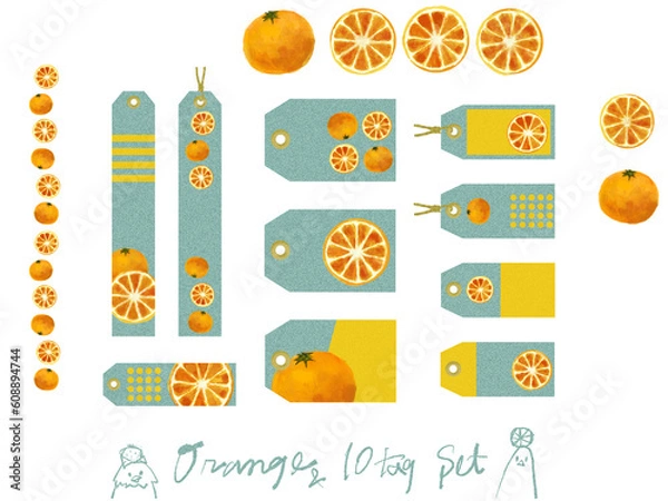 Obraz 【オレンジのタグ・ふせん】夏にぴったりなイラスト素材(・∀・)