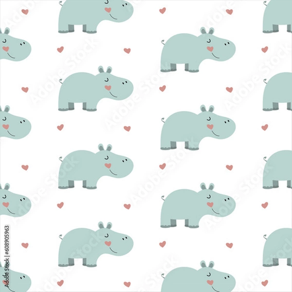 Obraz Seamless pattern hippopotamus