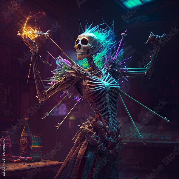 Fototapeta Magical Undead Skeleton generative ai