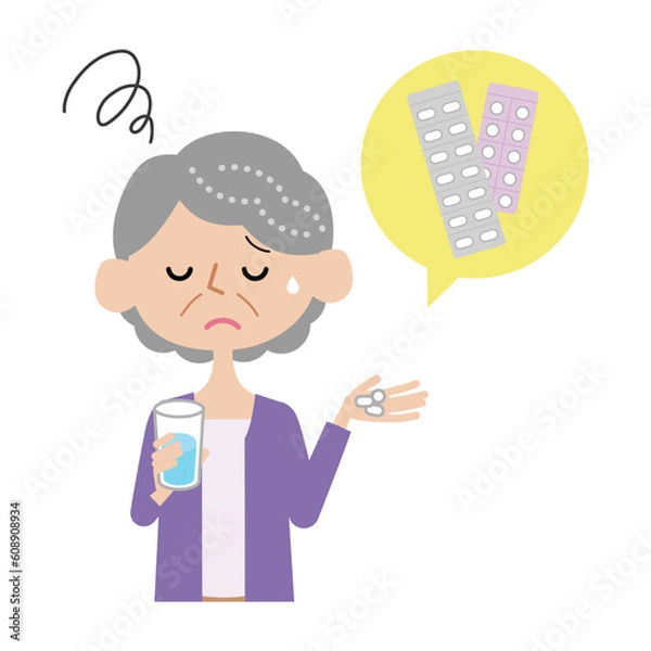 Obraz 薬を飲むのが苦手なシニア女性