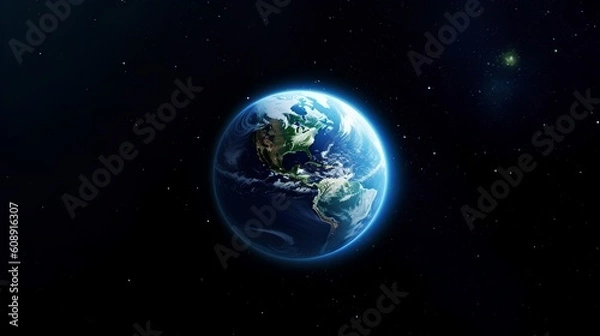 Fototapeta Earth against the vast expanse of the cosmos. This visually stunning portrayal emphasizes the beauty and fragility of our planet amidst the infinite backdrop of space. Generative AI