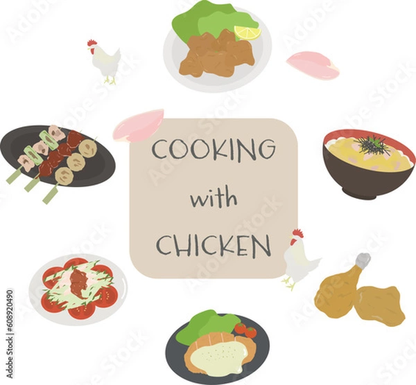 Fototapeta 鶏肉のイラストセット