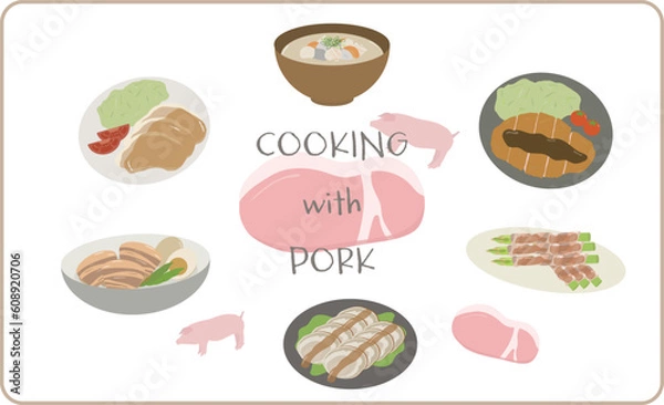 Fototapeta 豚肉イラスト