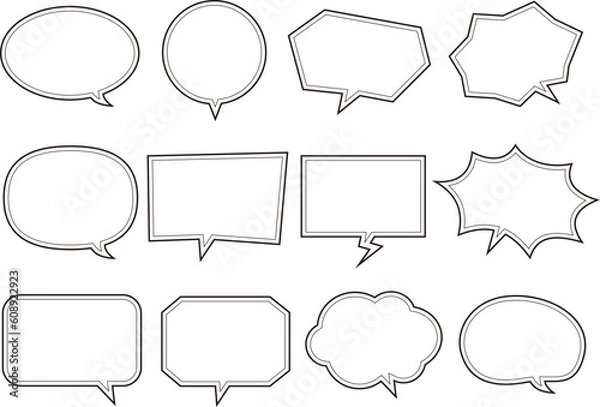 Obraz シンプルな二重線のフキダシセット